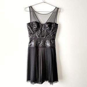 BCBG MAXAZRIA Hazelle Sequin Tulle Black Dress